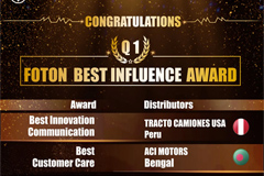 Foton Awards Five Overseas Sales Agents for Their Outstanding Performances in Q1