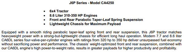 J6P Series-Model CA4250 (8.6 Liter) 6×4 Tractor